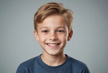 Portrait view of a regular happy smiling Lithuania boy, ultra realistic, candid, social media, avatar image, plain solid background