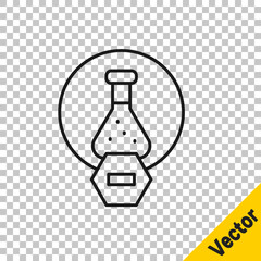 Black line Test tube and flask chemical laboratory test icon isolated on transparent background. Laboratory glassware sign. Vector