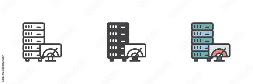 Aufkleber database speed test different style icon set