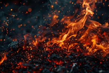 Burning flames moving