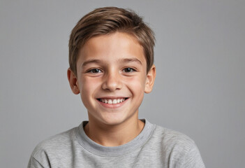 Portrait view of a regular happy smiling Serbia boy, ultra realistic, candid, social media, avatar image, plain solid background