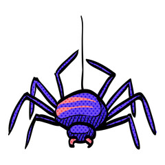 Spider halftone icon hand drawn color vector illustration