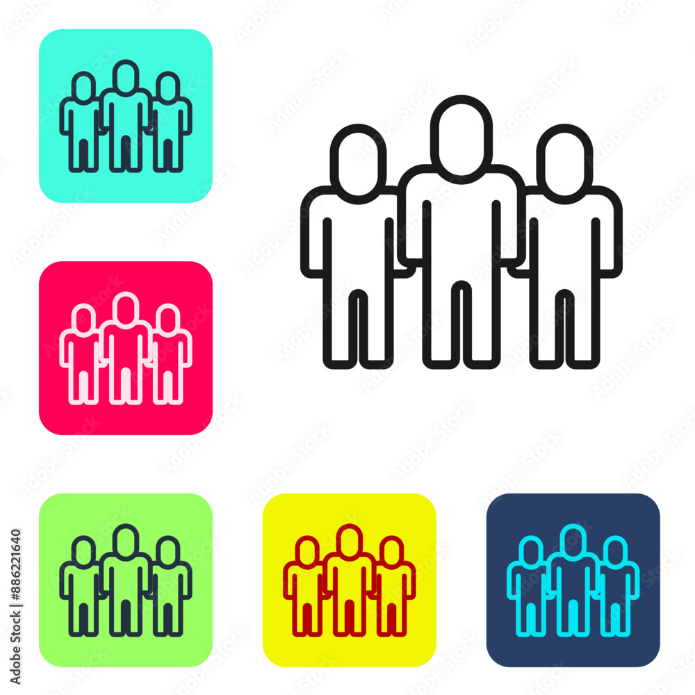 Poster black line project team base icon isolated on white background. business analysis and planning, cons