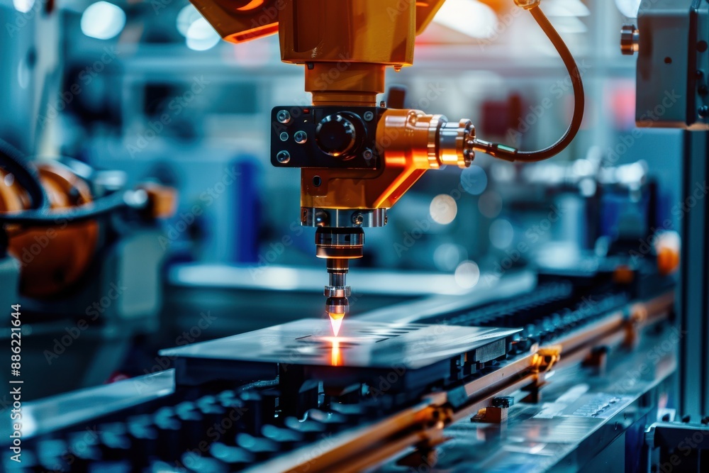 Poster precise parts of machinery fit neatly on a state-of-the-art assembly line