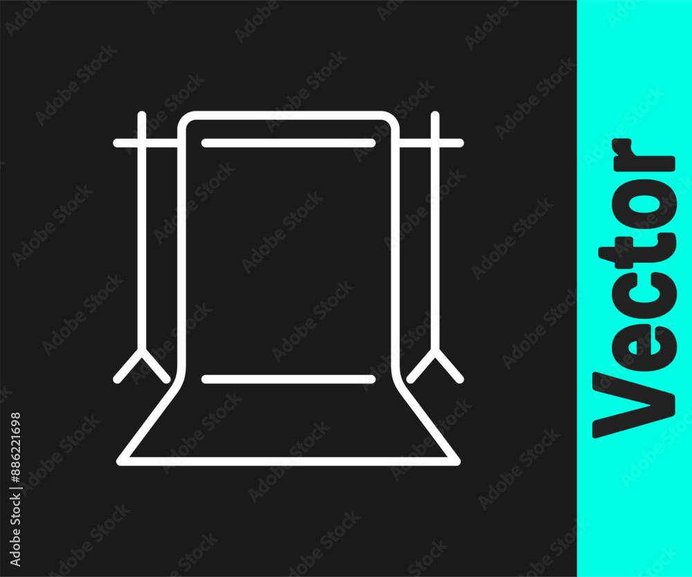 Poster white line empty photo studio icon isolated on black background. screen backdrop. vector