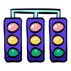 Red light sign halftone icon hand drawn color vector illustration