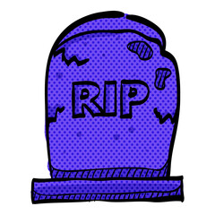 Tomb stone halftone icon hand drawn color vector illustration