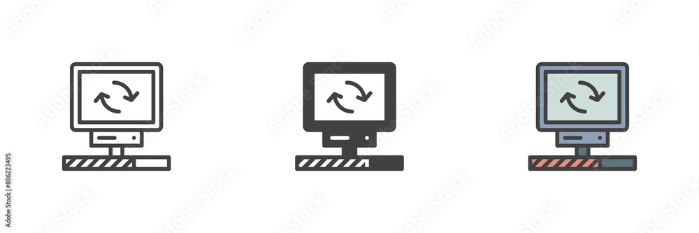 Poster Computer server update different style icon set.