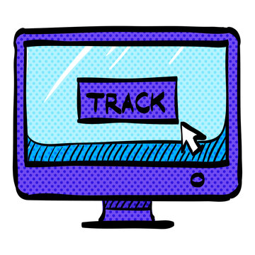 recommend clip art: Tracking monitor halftone icon hand drawn color vector illustration