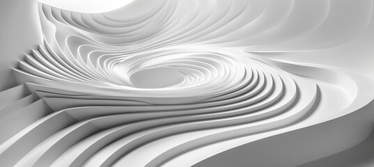 Obraz premium Abstract White Minimal Modern Architecture Wavy Geometric Background 3D Rendering Illustration