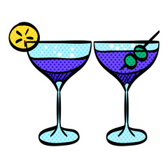 Wine glass halftone icon hand drawn color vector illustration