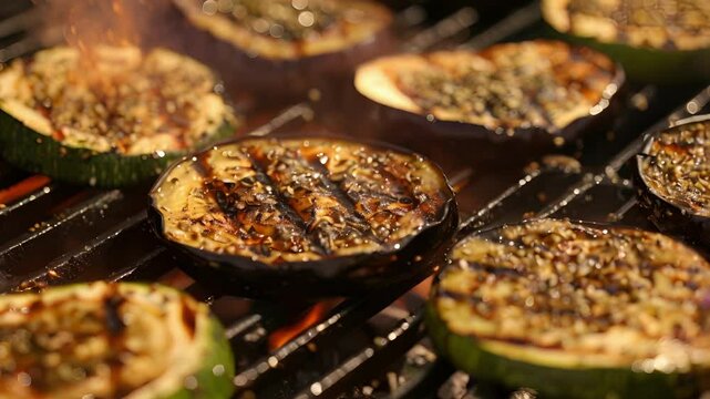 Tender slices of zucchini squash and eggplant seasoned and grilled to perfection.