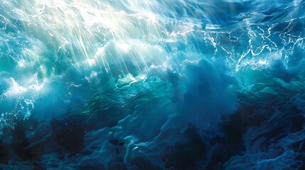 Obraz premium Ocean Waves with Sun Rays. AI generated