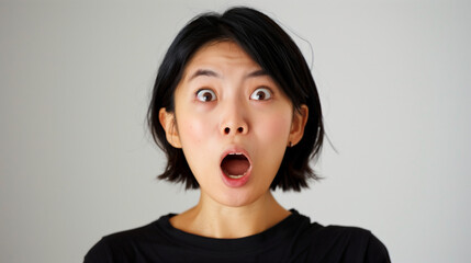 驚いた表情の日本人女性