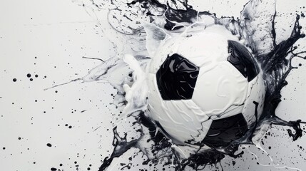 Playing with paint splashing paint all over the football.