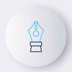Line Fountain pen nib icon isolated on white background. Pen tool sign. Colorful outline concept. Vector