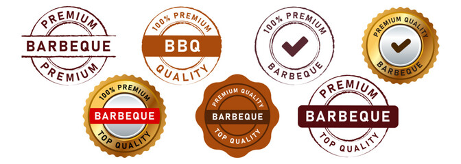 premium barbeque stamp and gold seal badge sign for grill meat quality warranty