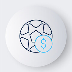 Line Soccer football betting money icon isolated on white background. Football bet bookmaker. Soccer betting online make money. Colorful outline concept. Vector