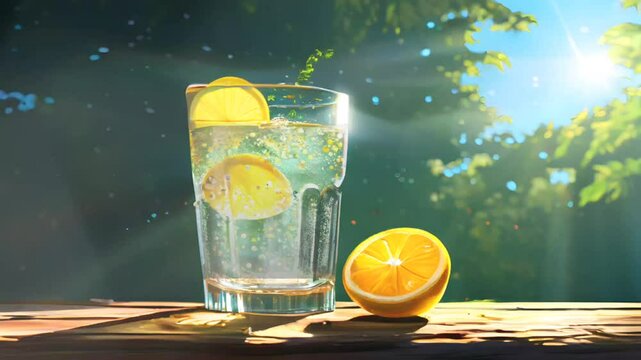glass of water with lemon, video