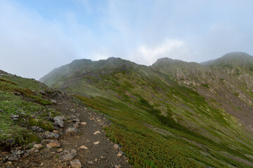 The trail from Mt. Senjogadake to Kitazawa Pass