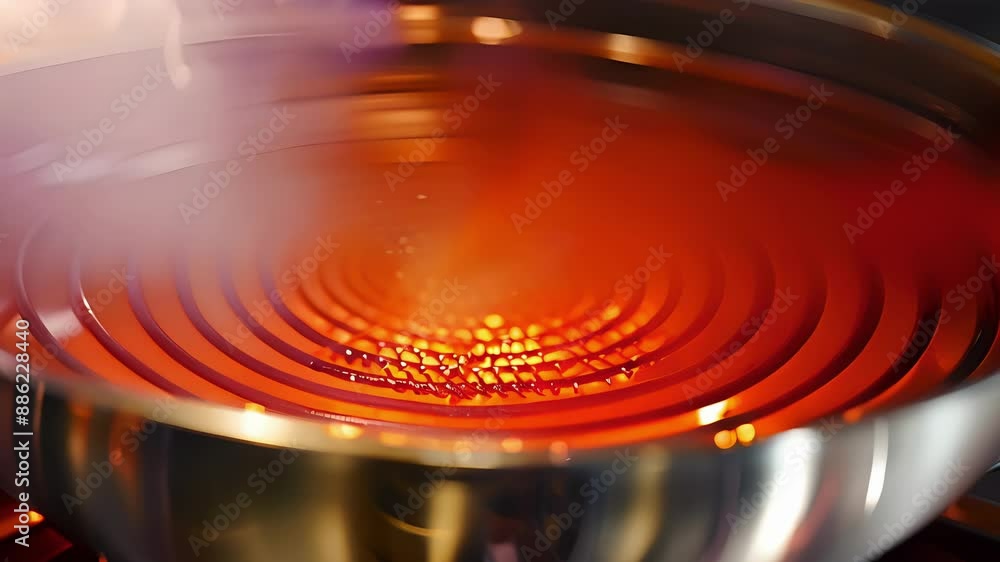 Poster a detailed capture of the inner heating element in an electric wok showing its durable and highquali