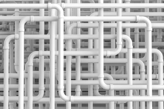 White pipe maze or pipeline background