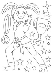 rabbit animal martial arts coloring book page