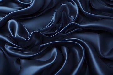 Obraz premium Bold satin background in deep midnight blue with glossy intricate folds, luxurious fabric texture