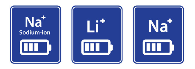 Lithium Sodium ion battery Na icon energy storage symbol