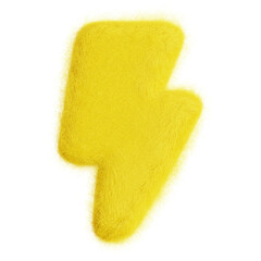 Lightning bolt isolated. Weather forecast icon. Climate elements. 3D Wool felt style illustration. 