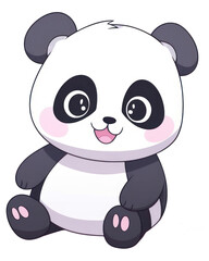 Naklejka premium Giant Panda cartoon style drawing panda cute.