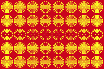 Chinese New Year Chinese Pattern Gold on Red, Line vector illustration, Design Vector Illustration Concept, Download this Artwork and Choose The Enhanced License for More Usability