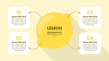 Infographic template. Lemon in center with title and 4 steps
