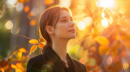 Fototapeta premium Young businesswoman wearing a black suit