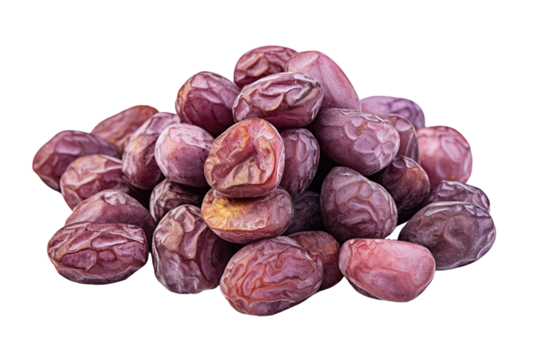 A Pile of Plump and Juicy Dates, Ready for a Sweet Treat on a White or Clear Surface PNG Transparent Background.