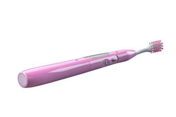 Pink Electric Toothbrush With Soft Bristles For A Sparkling Smile on a White or Clear Surface PNG Transparent Background.