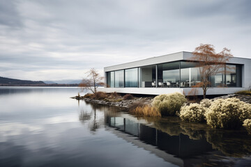 Obraz premium quiet villa house by the lake