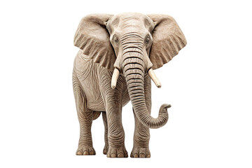 Fototapeta premium A Majestic African Elephant Stands Proudly Against a White Background on a White or Clear Surface PNG Transparent Background.