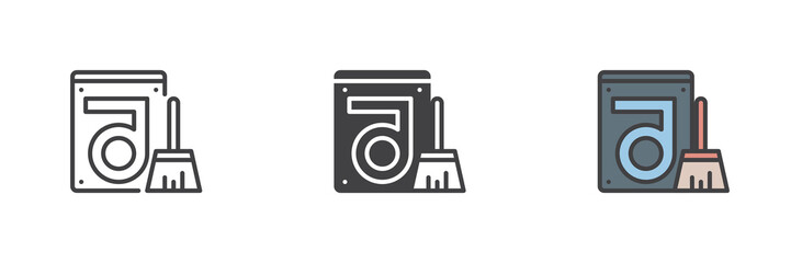 Clean hard drive disk different style icon set