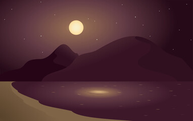 Obraz premium Purple night on mountain and beach
