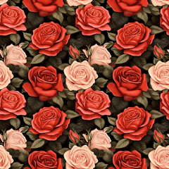 Rose seamless tile square continuous pattern background