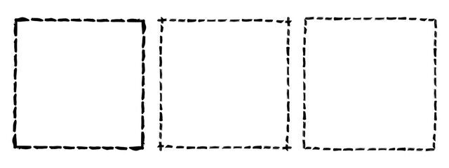 Hand drawn photo frame template collection. Grunge hand drawn frames for photo collage, stories and social network media. Old rough edge effect border for picture overlay. 