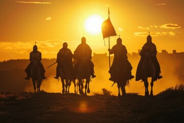 Knights Templar Silhouetted Against Sunset