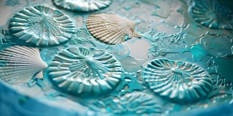 Oceanthemed sink stencil stamp set for creating tropical beach shell designs. Concept Beach Decor, Stencil Stamp Set, Ocean Theme, Tropical Designs, Shell Patterns