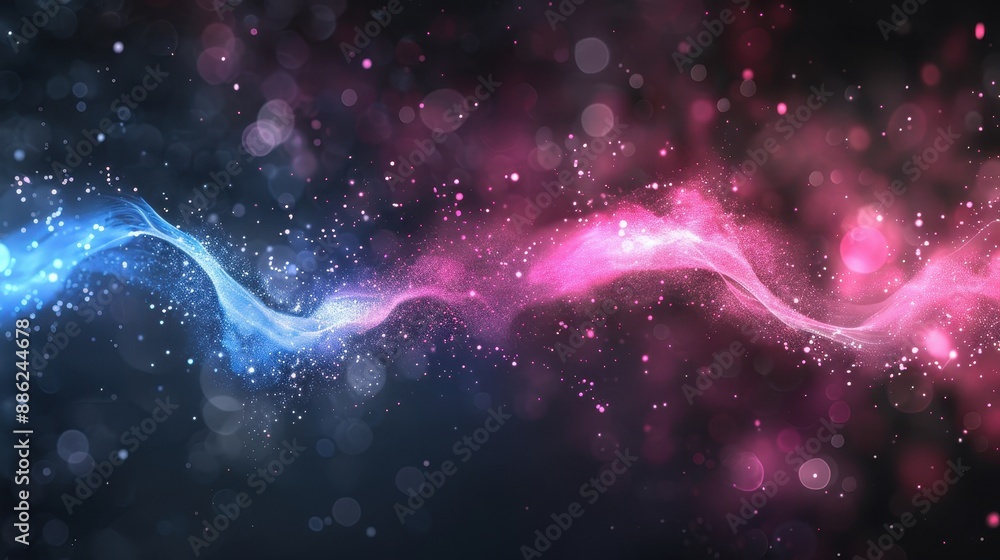 Aufkleber digital wave of light particles in a futuristic and high-tech atmosphere.