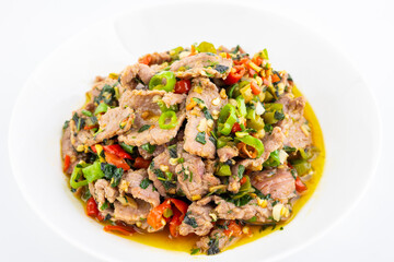 Chinese food: Spicy basil fried beef