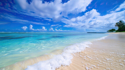 Fototapeta premium Close-up soft wave of the sea on the sandy beach