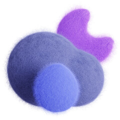 Purple crescent moon in cloud with raindrop isolated. Weather forecast icon. Climate elements. 3D Wool felt style illustration. 