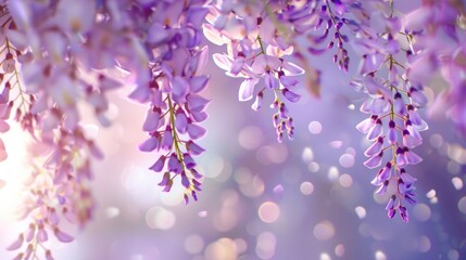 Wisteria Flowers in Bloom with Bokeh Background