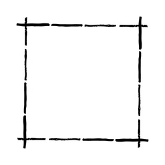 Hand drawn photo frame template. Grunge hand drawn frame for photo, stories and social network media. Old rough edge effect border for picture overlay. Vector illustration.